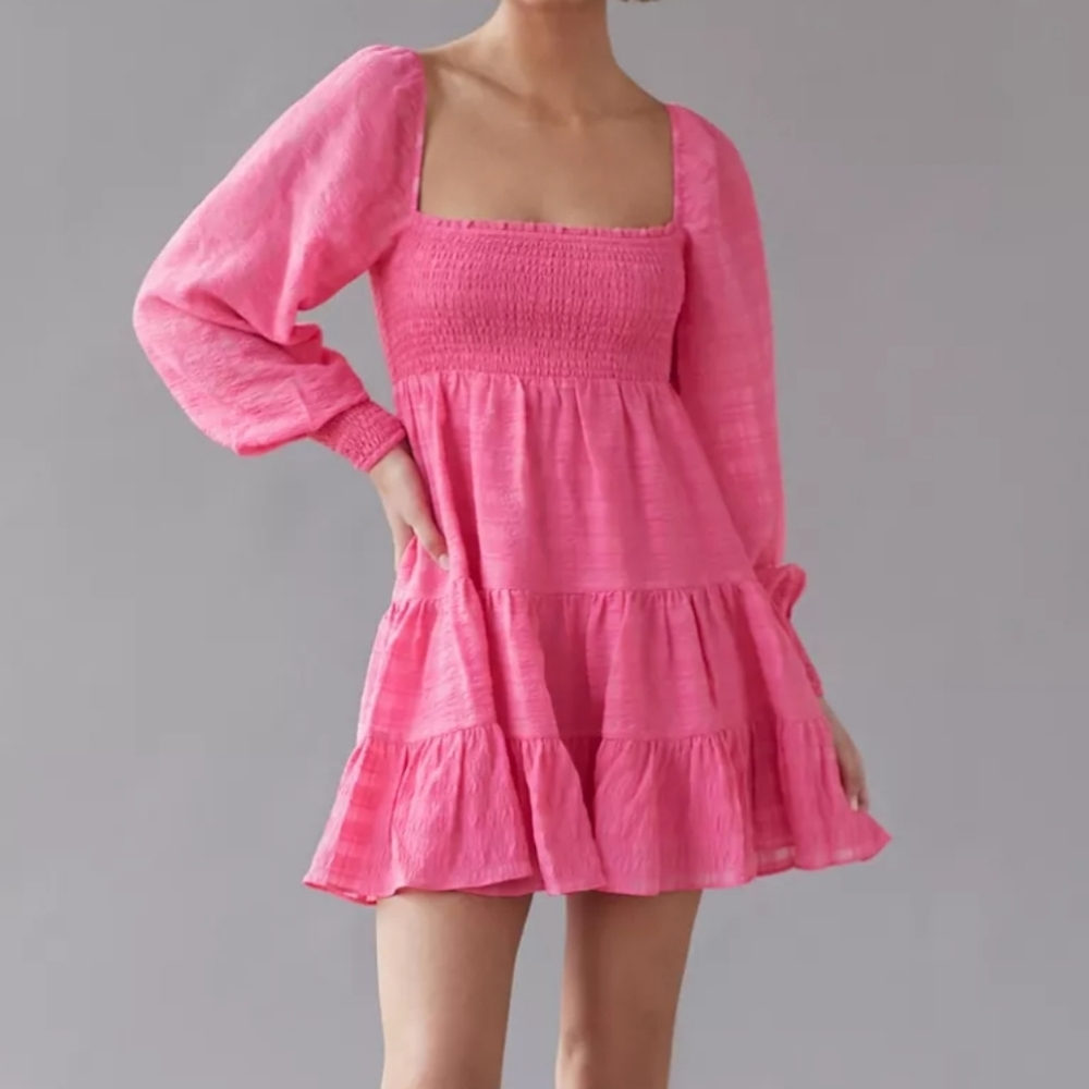 Urban Outfitters River Smock Long Sleeve Mini Dress Size Medium